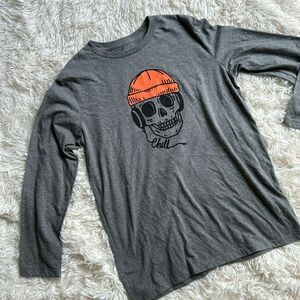 Old Navy Long Sleeve Skull Beanie Music Shirt Size XL 14/16